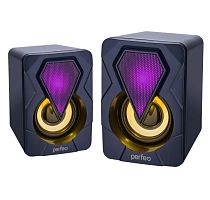 Колонки 2.0 Perfeo SHINE 2х3W LED USB черный