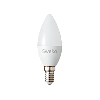 Лампа светодиодная Sweko C35 E14 5W 6500К 230V свеча (1/5/100)