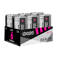 Батарейка Фаzа LR20 D BOX6 Alkaline 1.5V (6/24/96)