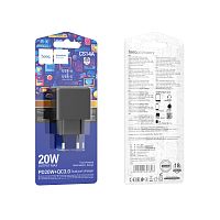 Сетевое З/У HOCO CS25A 1USB+1Type-C 3.0A 20W PD,QC черный 