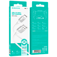 Кабель Borofone BX101 USB (m)-Type-C (m) 1м 3.0A TPE белый