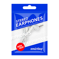 Наушники внутриканальные Smartbuy A4 (цветной пакет) белый (1/100)