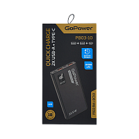 Внешний аккумулятор GoPower PB03-10 10000mAh 3.0A 22.5W 2USB/Type-C черный (1/50)