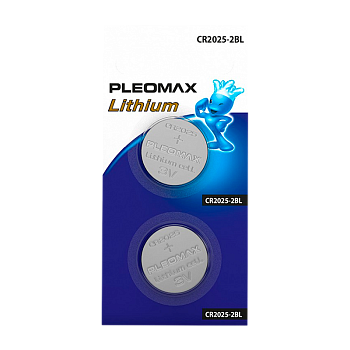 Батарейка Pleomax CR2025 BL2 Lithium 3V (2/60/240) 