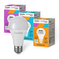 Лампа светодиодная Sweko A65 E27 20W 6500К 230V груша (1/5/100)