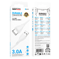 Кабель Borofone BX121 USB (m)-Type-C (m) 1м 3.0A ПВХ белый