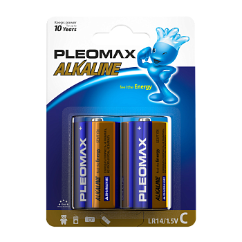 Батарейка Pleomax LR14 C BL2 Alkaline 1.5V (2/20/160/6400)