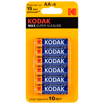 Батарейка Kodak MAX LR6 AA BL4+2 Alkaline 1.5V (6/72/288)