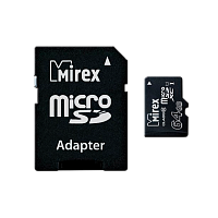 Карта памяти microSD Mirex 64GB Class10 UHS-I (U1) 104 МБ/сек с адаптером