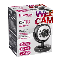 Веб-камера Defender C-110 CMOS 640x480 0.3Мп USB+Jack 3.5мм черный (1/50)