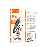 Кабель HOCO X112 USB (m)-Type-C (m) 1м 5.0A нейлон дисплей черный (1/31/310)