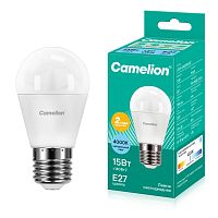 Лампа светодиодная Camelion G45 E27 15W 4000К 220V шар 45мм матовая белый (1/10/100)