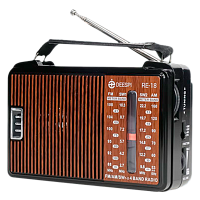 Радиоприемник DEESPI RE-18/608 пластик AM/FM/SW/AUX коричневый (1/40)