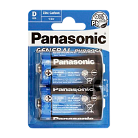 Батарейка Panasonic GENERAL Purpose R20 D BL2 Heavy Duty 1.5V (2/24)