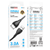 Кабель Borofone BX121 USB (m)-Type-C (m) 1м 3.0A ПВХ черный (1/360)