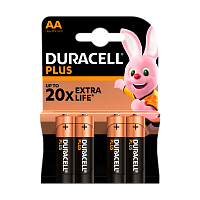 Батарейка Duracell Plus LR6 AA BL4 Alkaline 1.5V (4/80)