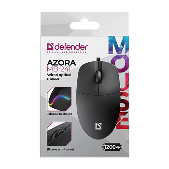 Мышь проводная Defender MB-241 Azora классическая USB черный (1/100)