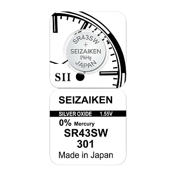 Батарейка SEIZAIKEN 301 (SR43SW)  Silver Oxide 1.55V (1/10/100/1000)