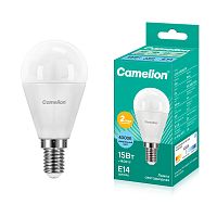 Лампа светодиодная Camelion G45 E14 15W 4000К 220V шар 45мм матовая белый (1/10/100)