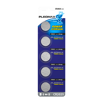 Батарейка Pleomax CR2025 BL5 Lithium 3V (5/100/2000/80000) 