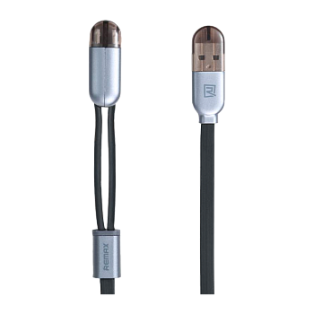 Кабель Remax RC-025t Gemini USB (m)-Lightning/microUSB (m) 1м 2.1A черный