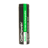 Аккумулятор Li-ion GoPower NCR18650 (Pan. NCR18650B) PC1 3.6V 3400mAh б/з плос.конт. (1/96/192)