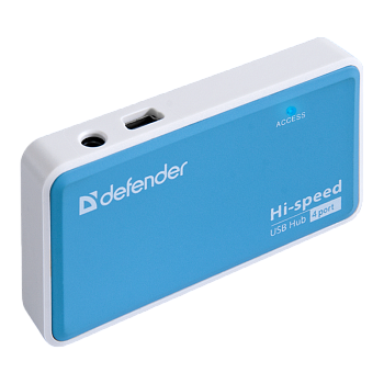 USB-Хаб Defender Quadro Power 4USB USB2.0 голубой (1/50)