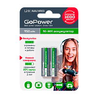 Аккумулятор бытовой GoPower AAA БОКС2 Li-ion 1.5V 650mWh Type-C (2/100/200)