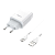 Сетевое З/У HOCO C72A 1USB 2.1A с кабелем Type-C белый (1/30/180)