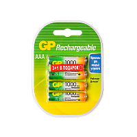 Аккумулятор бытовой GP HR03 AAA BL3+1 NI-MH 1.2V 1000mAh в пластиковой упаковке