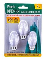 Крючки Park клеевая основа 3х5см ABS 3шт. (1/24/144)
