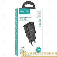 Сетевое З/У HOCO C88A 2USB 2.4A с кабелем microUSB черный (1/12/120) 